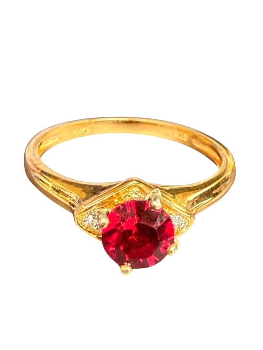 Gold Toned Ring Pink Swarovski Crystal Ring Gold Toned Accents Size 10